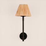 Olympic Wall Light with Tapered Raffia Shade – Black