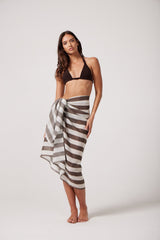 Printed chocolate brown stripe pareo