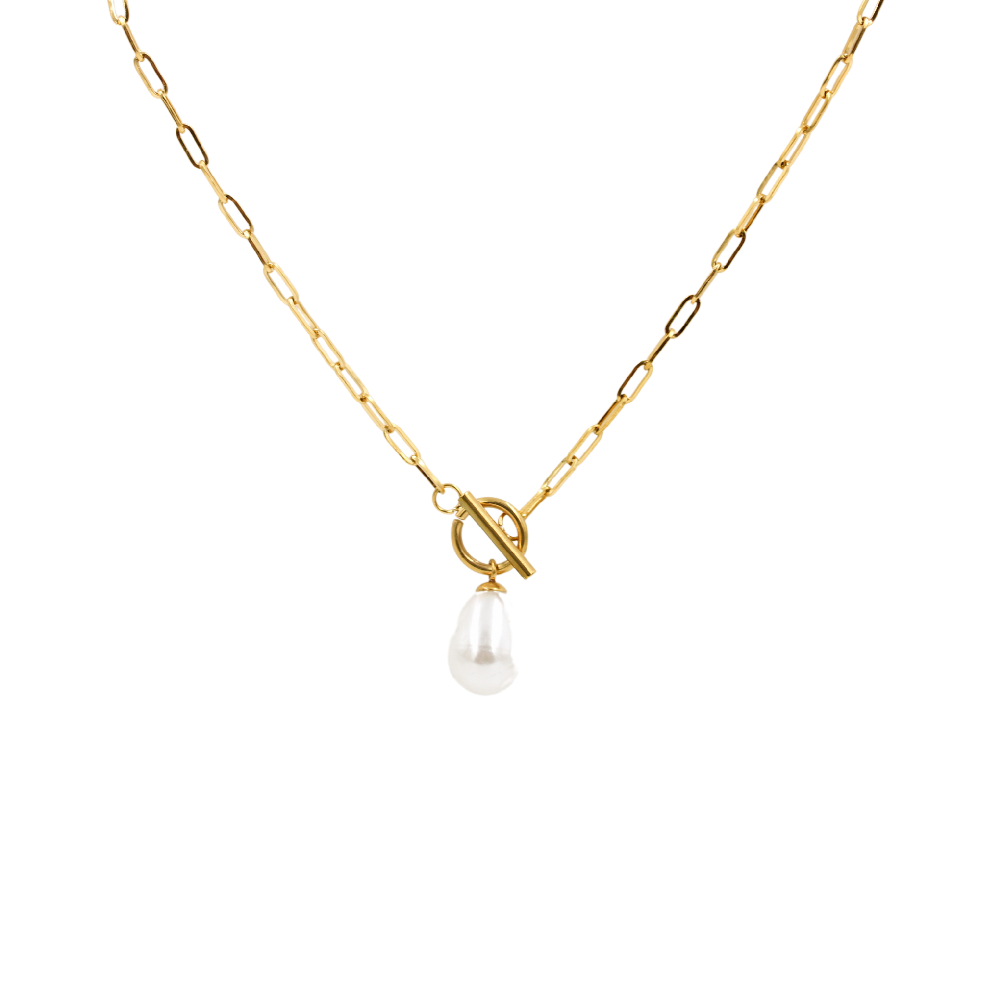 Pearl Paperclip Necklace