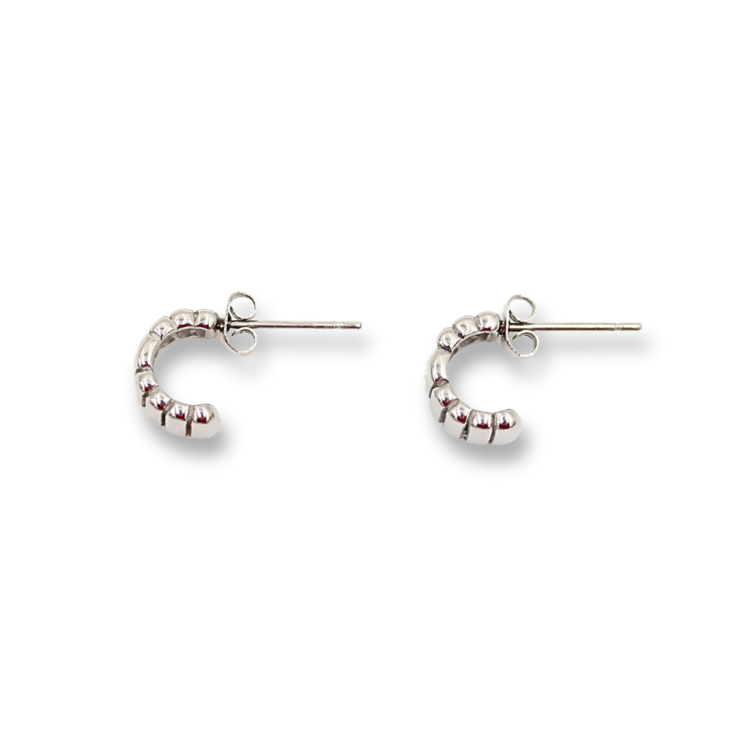 Petite Ripple Hoops Silver