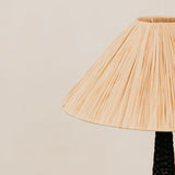 Pinnacle Chiselled Table Lamp with Tapered Raffia Shade – Black
