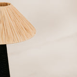 Pinnacle Chiselled Table Lamp with Tapered Raffia Shade – Black