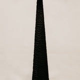 Pinnacle Chiselled Table Lamp with Tapered Raffia Shade – Black