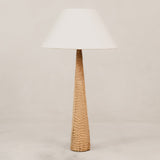 Pinnacle Chiselled Table Lamp with Tapered Linen Shade – Blonde