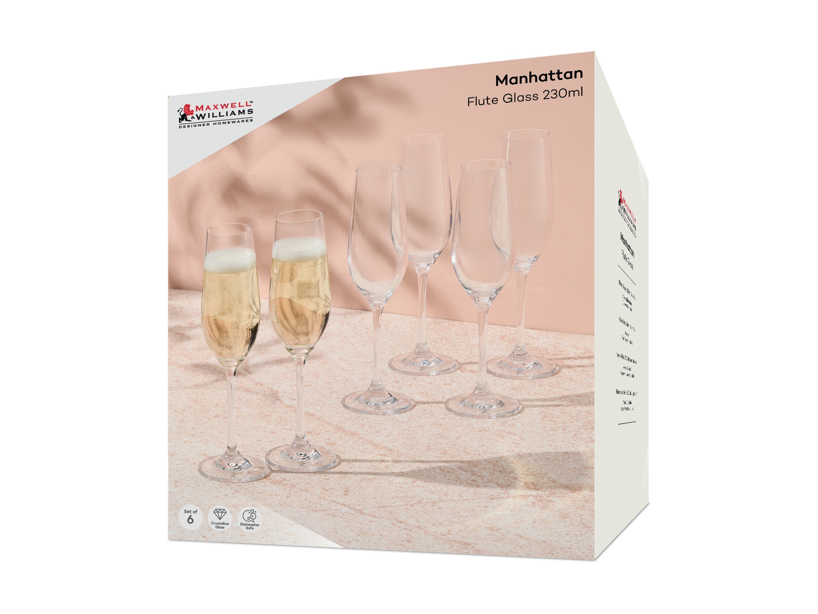 MW Manhattan Flute Glass 230ML Set of 6 Gift Boxed