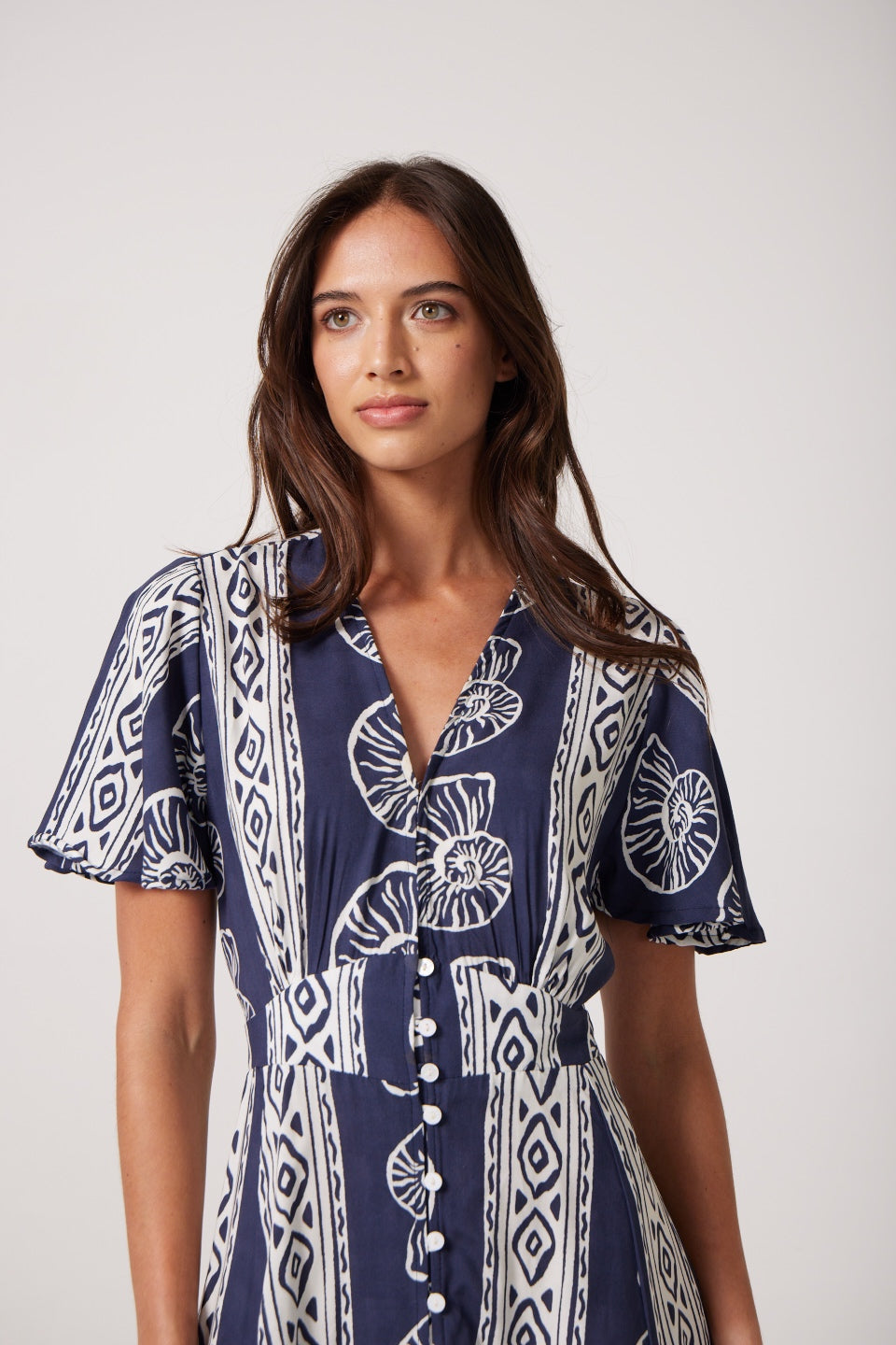 Sadie Maxi Dress in Navy Seashells
