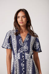 Sadie Maxi Dress in Navy Seashells