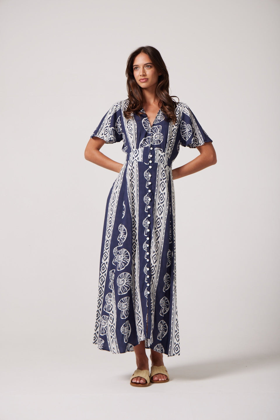 Sadie Maxi Dress in Navy Seashells