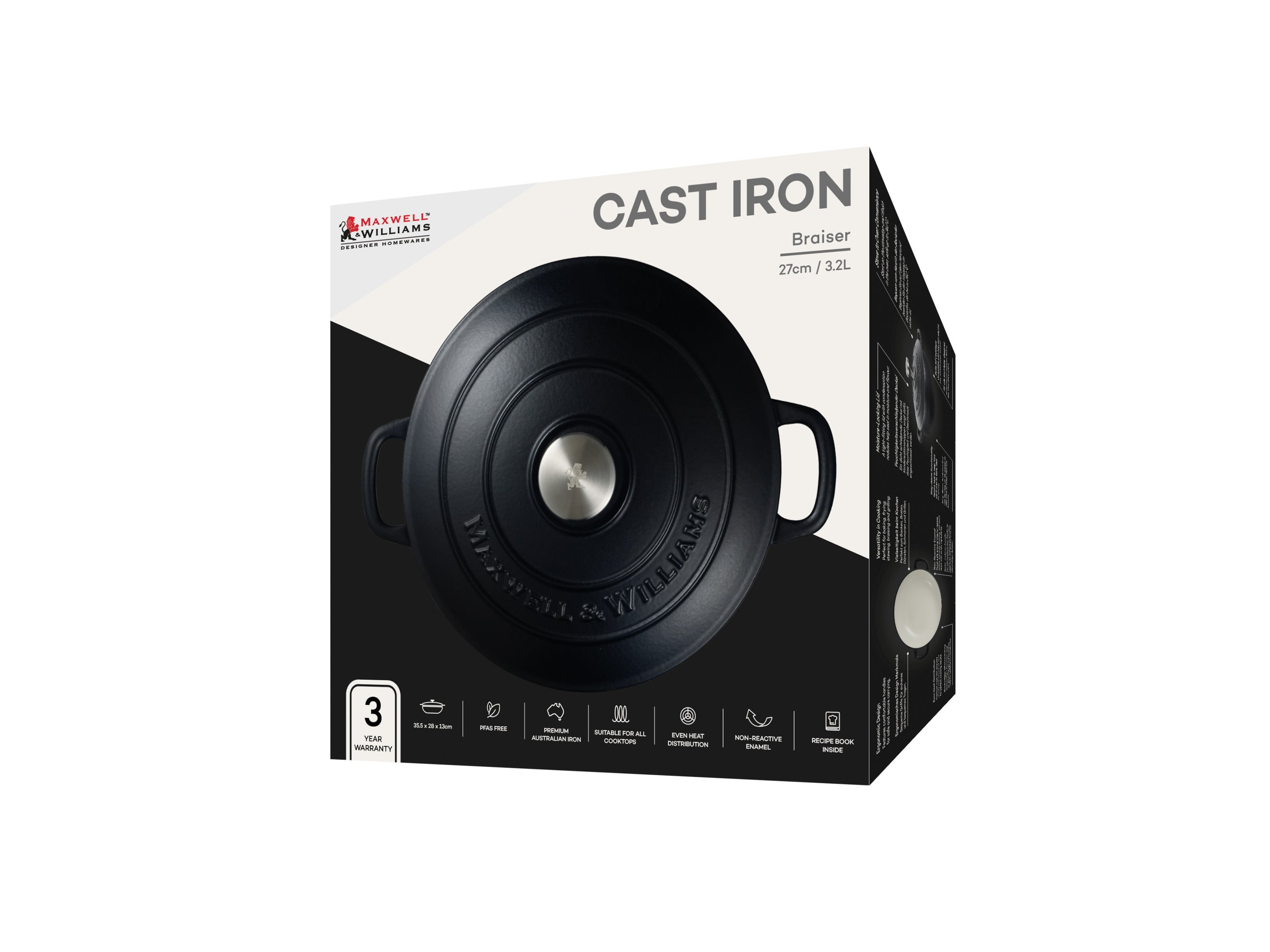 MW Cast Iron Braiser Black 27cm / 3.3L Gift Boxed