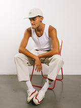 Mens Rib Vest White