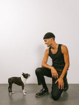 Mens Rib Vest Black