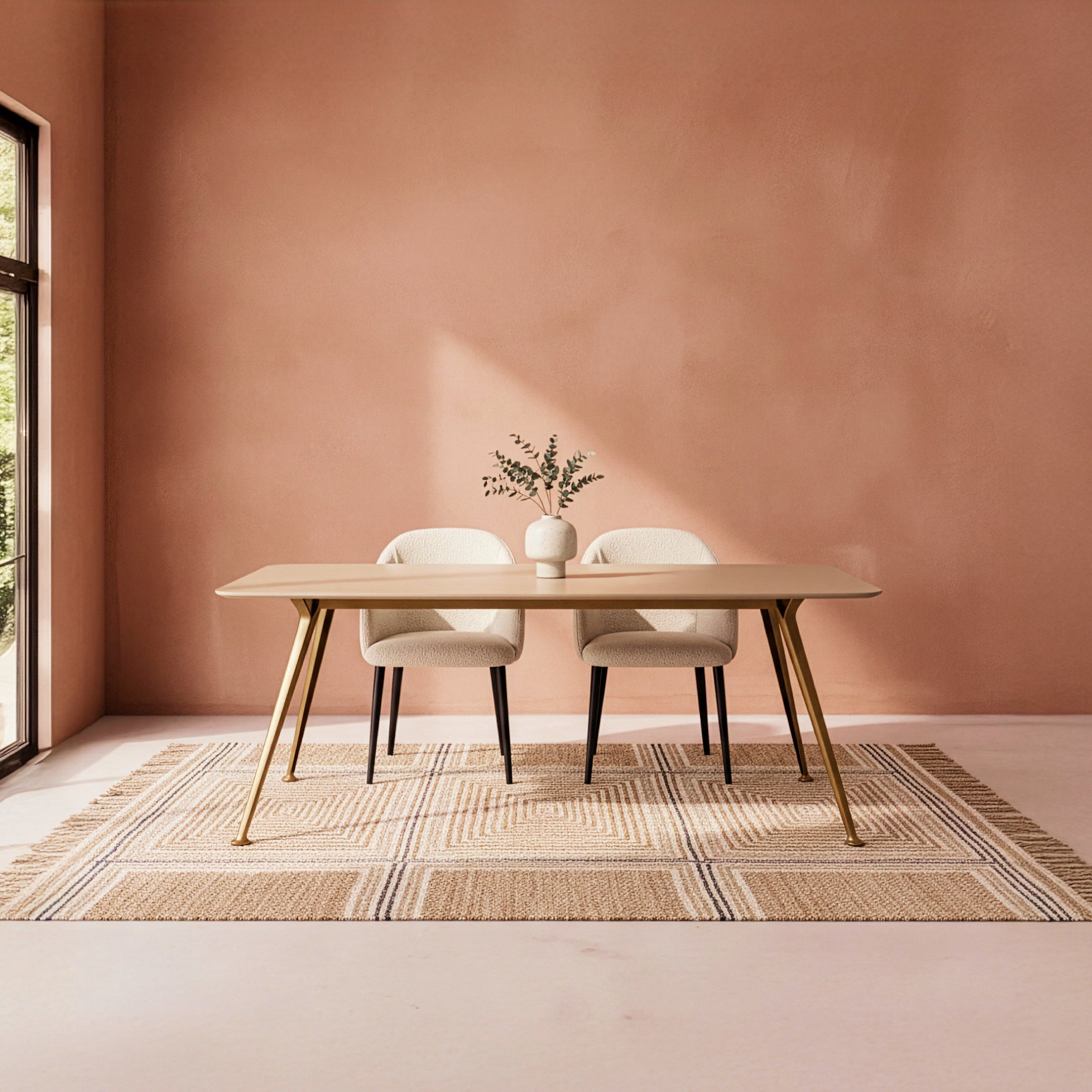 Saba Dining Table – Grey & Gold