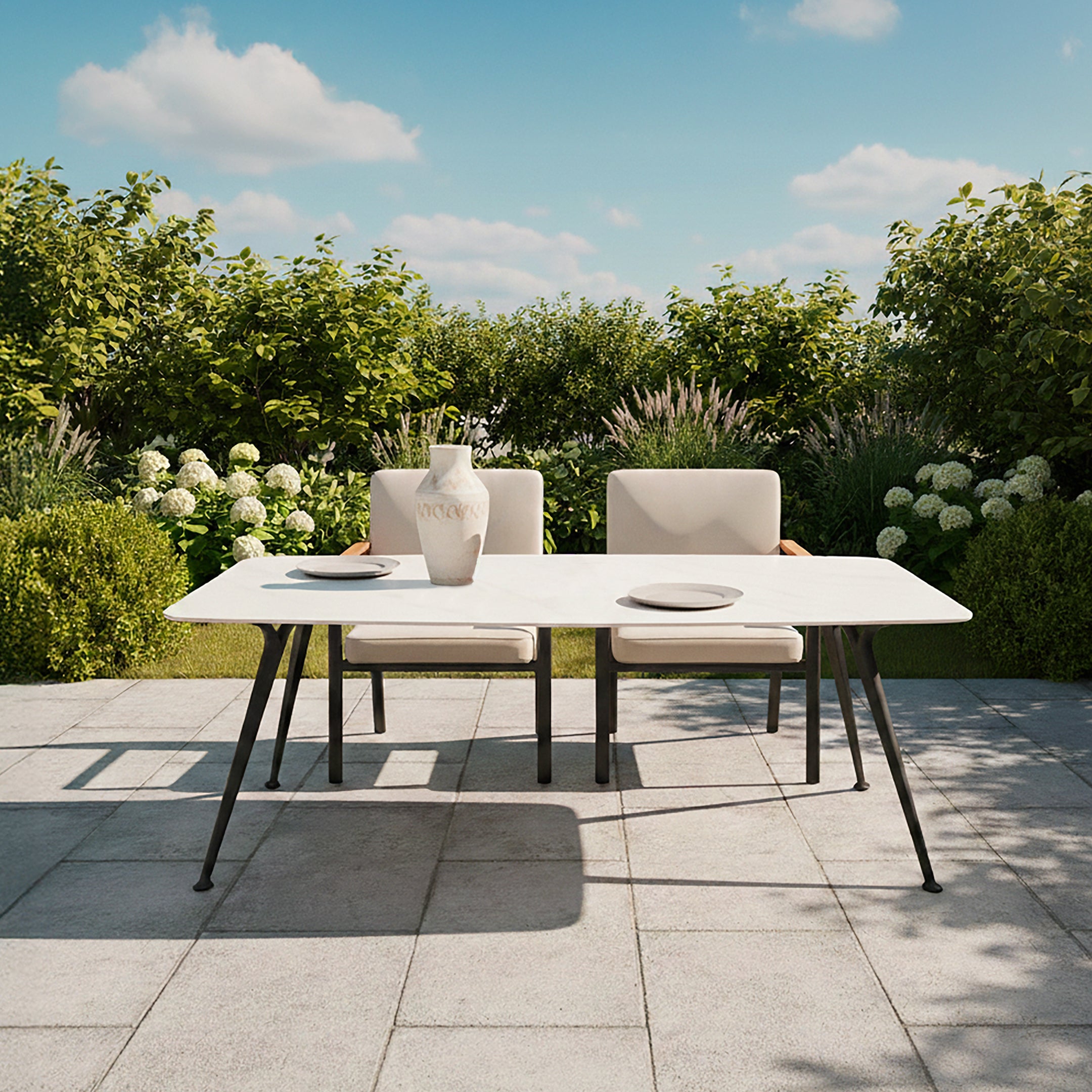 Saba Dining Table – White & Black