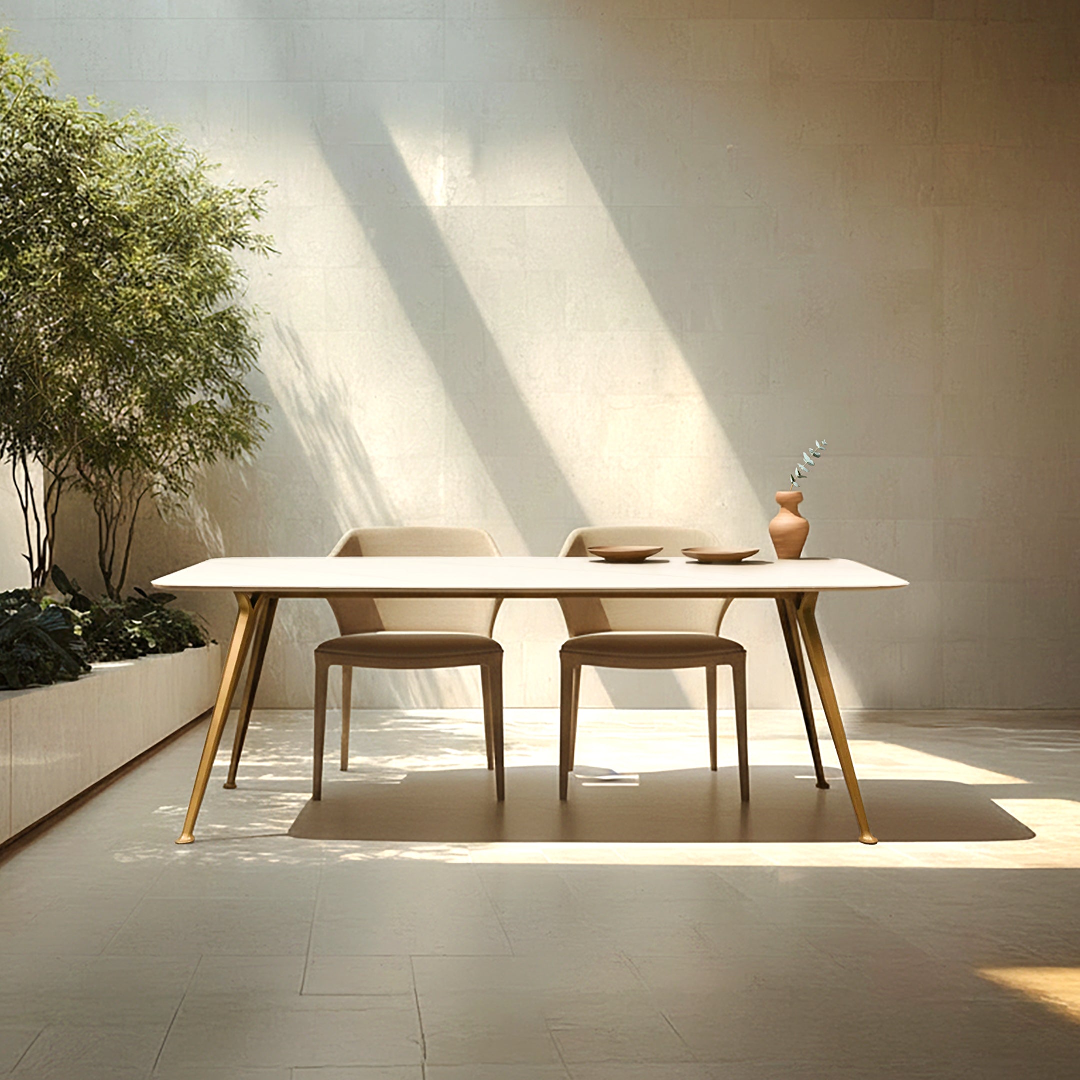 Saba Dining Table – White & Gold