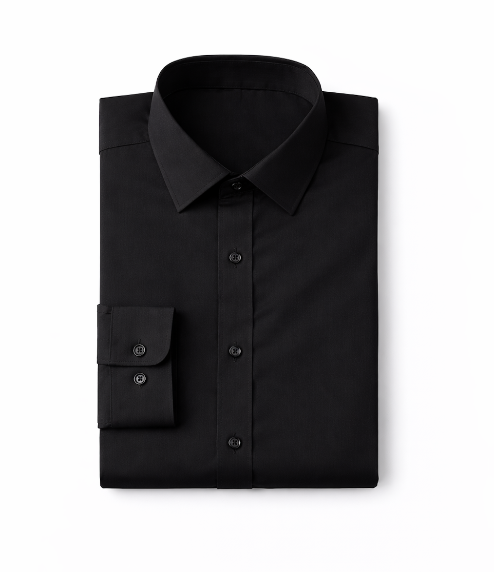 Black Spread Collar Shirt