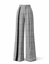 Vertical Power Tweed Tailored Wide-Leg Trousers