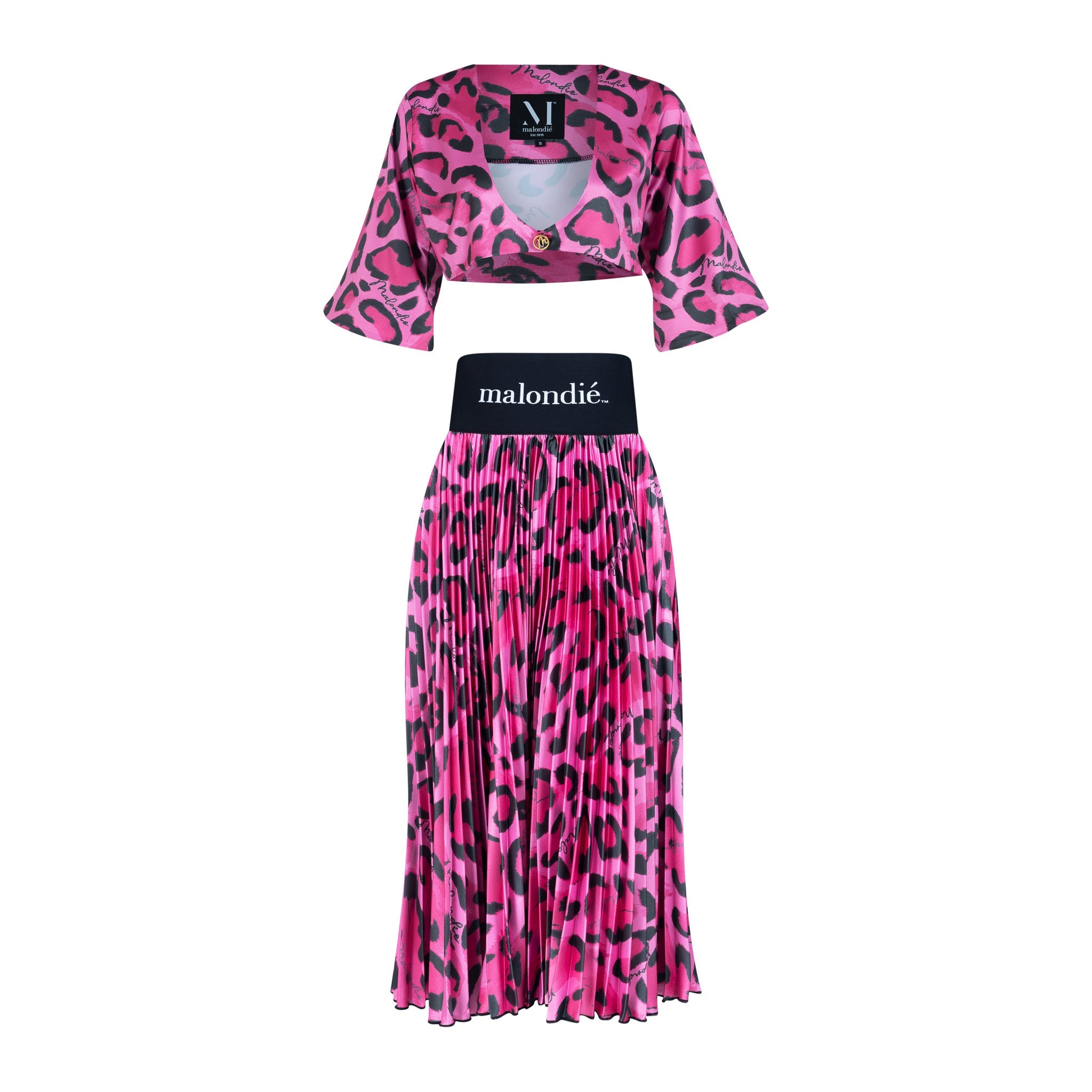 Malondie Pink Safari Pleated Skirt
