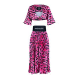 Malondie Pink Safari Pleated Skirt