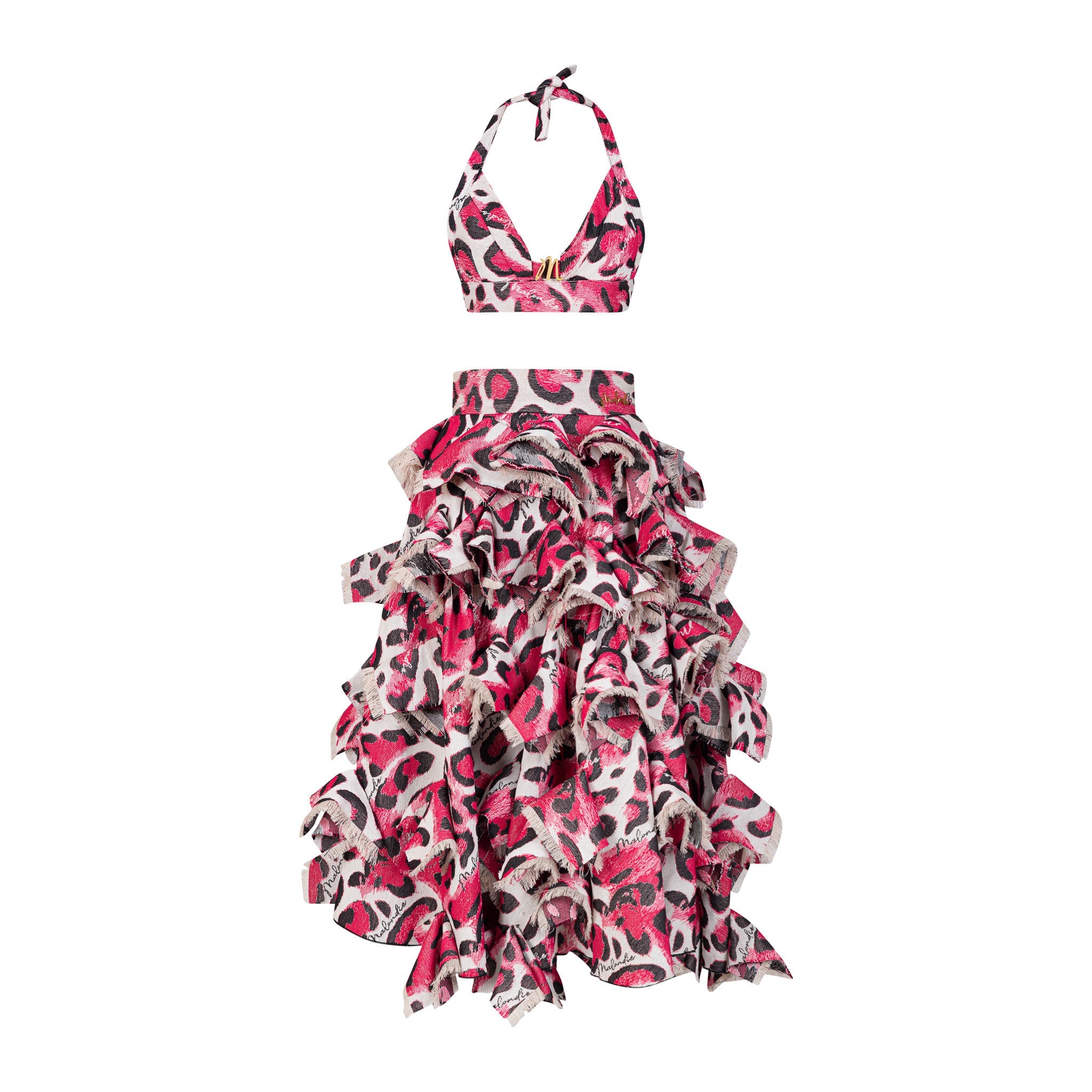Malondie Ruffle Pink Safari Skirt
