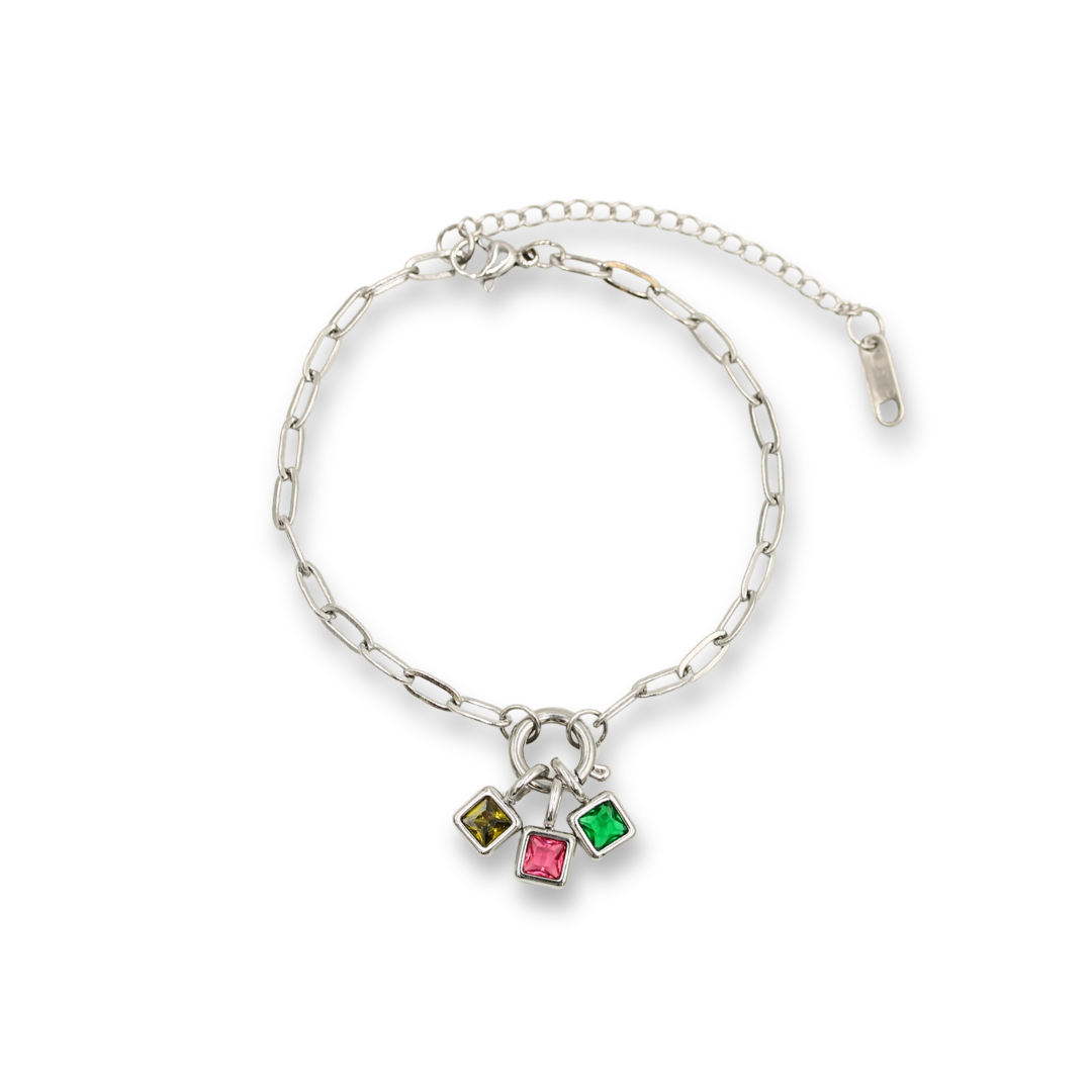 Clasp Charm Bracelet Silver