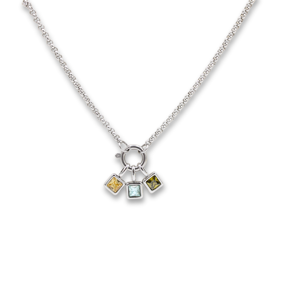 Clasp Charm Necklace Silver