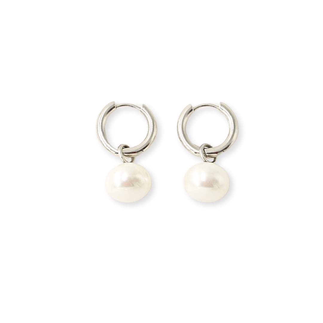 Staple Pearl Hoops Silver