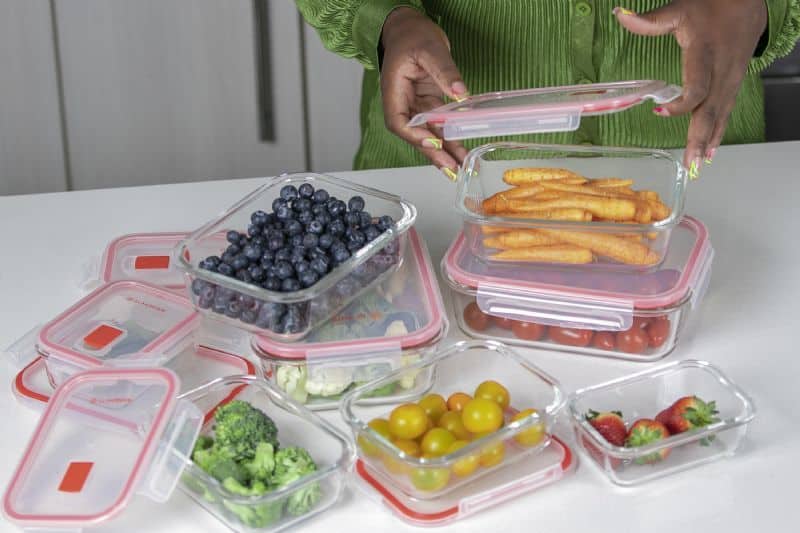16Pc Glass Storage Container - Red - Image 2
