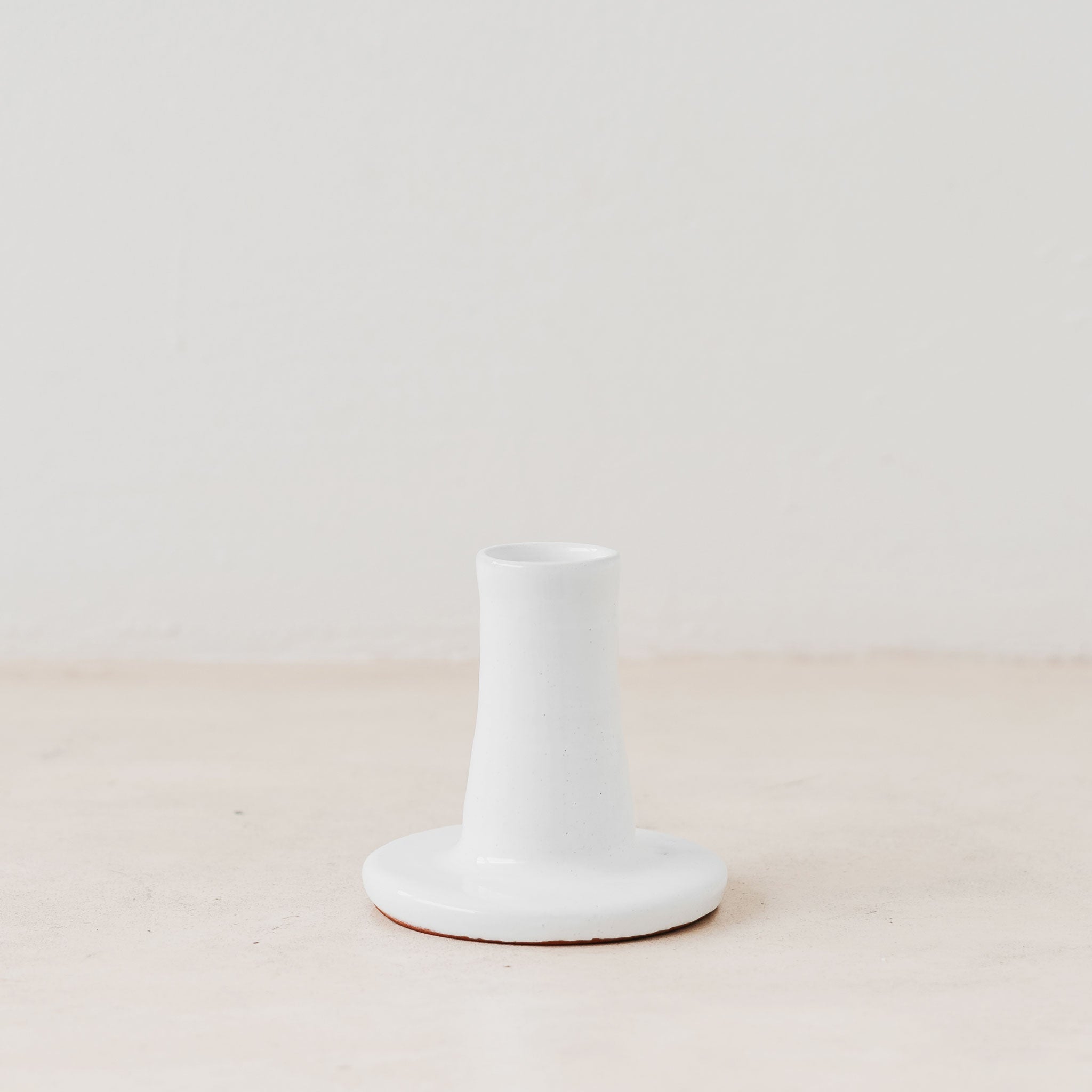 White gloss ceramic candle holder