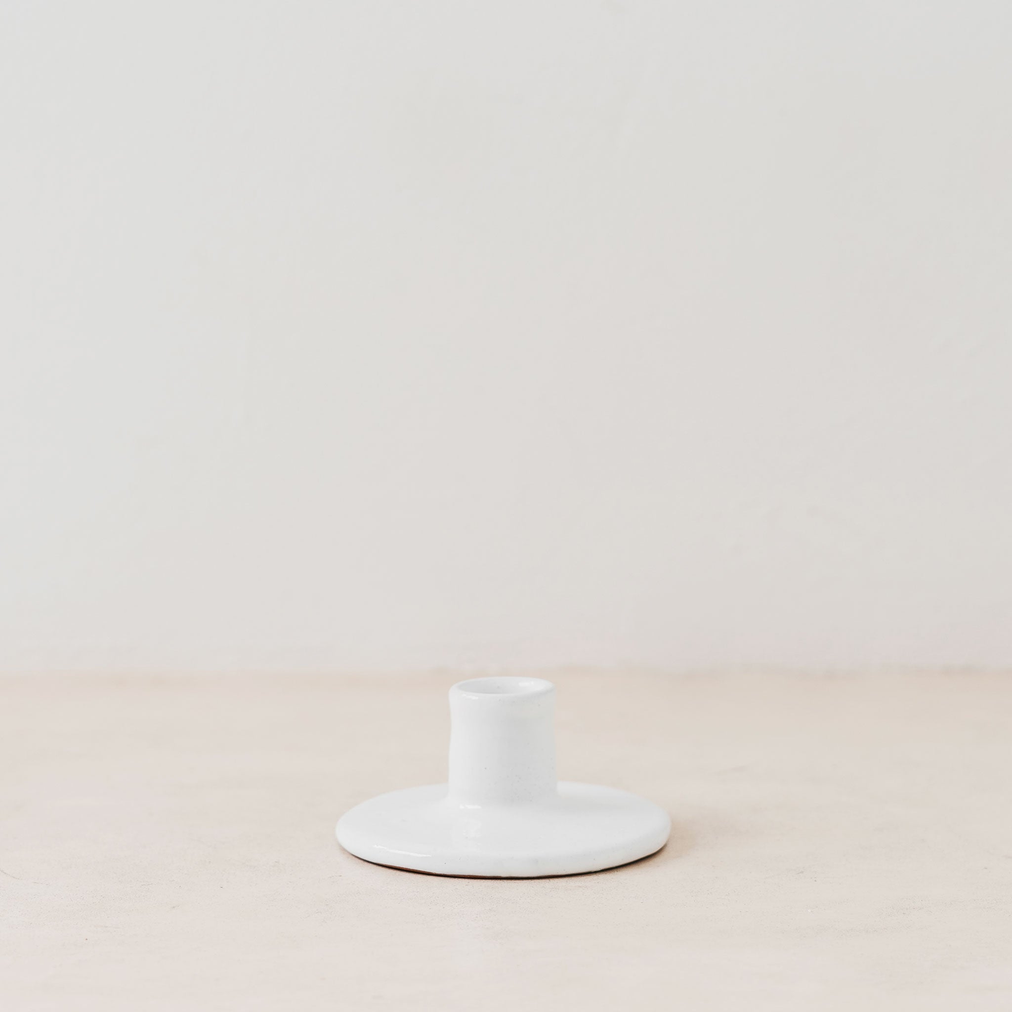 White gloss ceramic candle holder