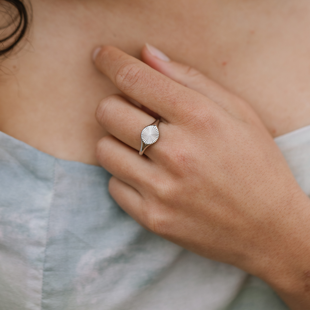 Textured Signet Ring Silver