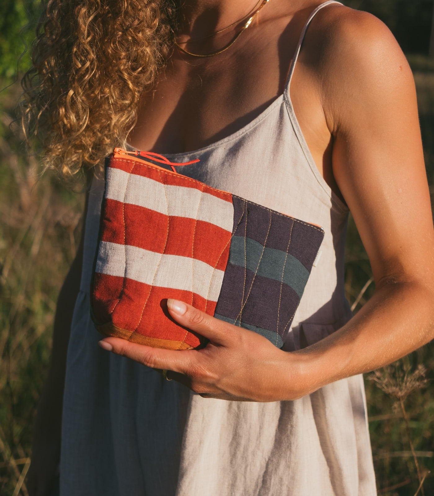 Patchwork Linen Cosmetic Pouch