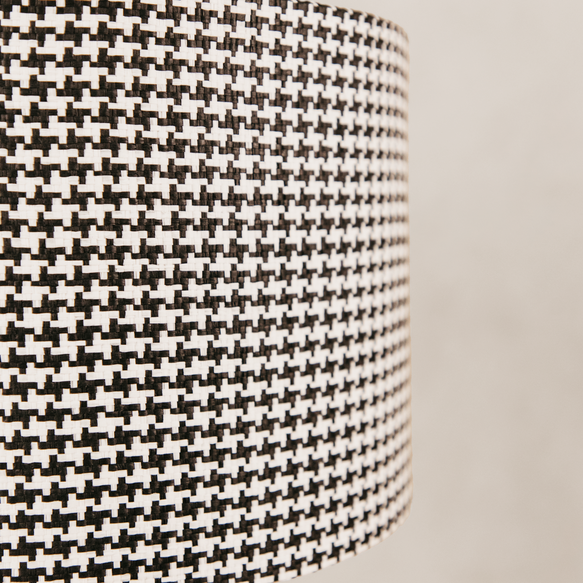Totem Table Lamp with Dark Houndstooth Shade – Black