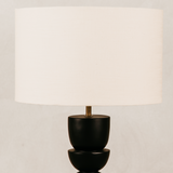 Totem Table Lamp with Natural Linen Shade – Black
