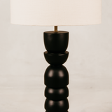 Totem Table Lamp with Natural Linen Shade – Black