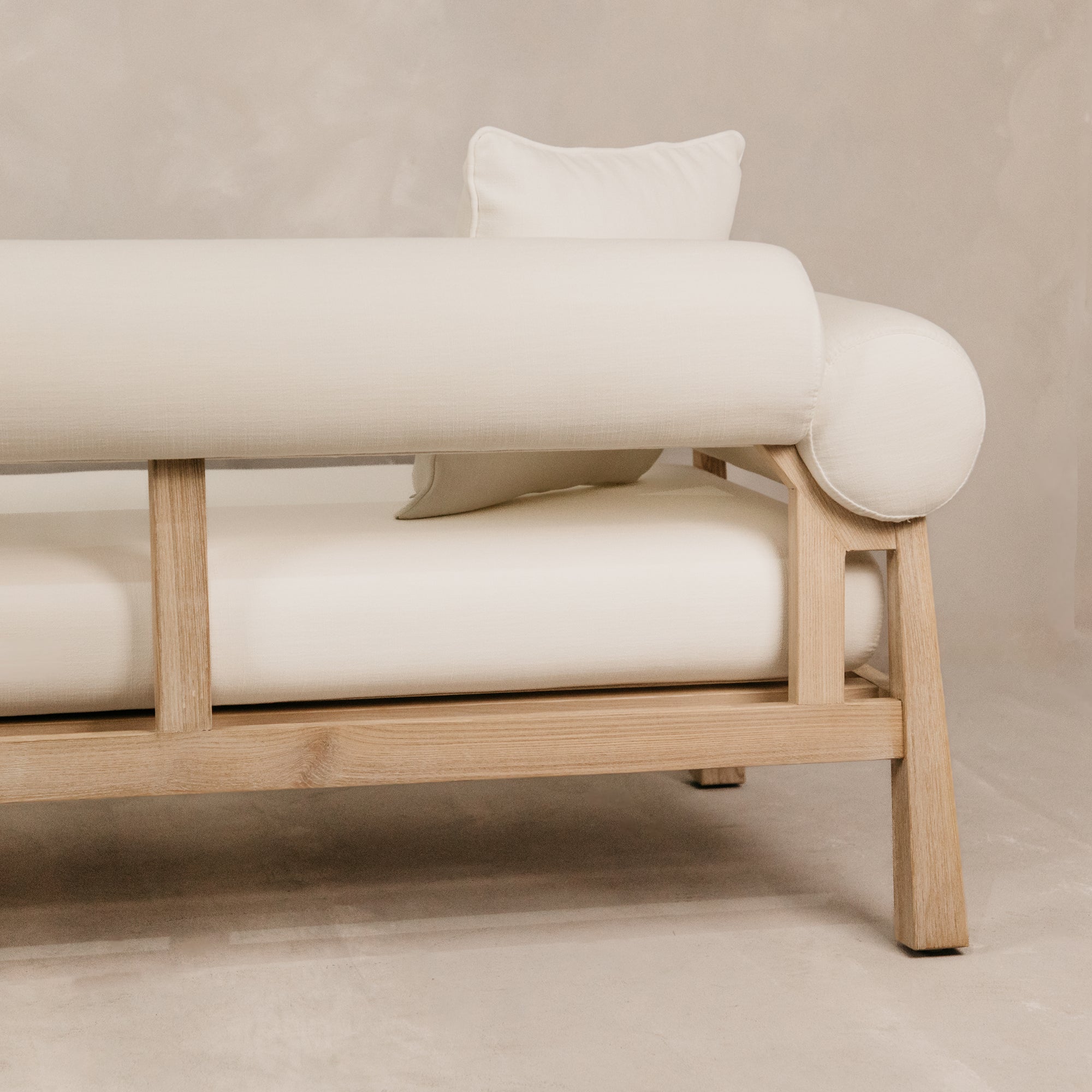 Vista Large Three Seater Ashwood Couch – White