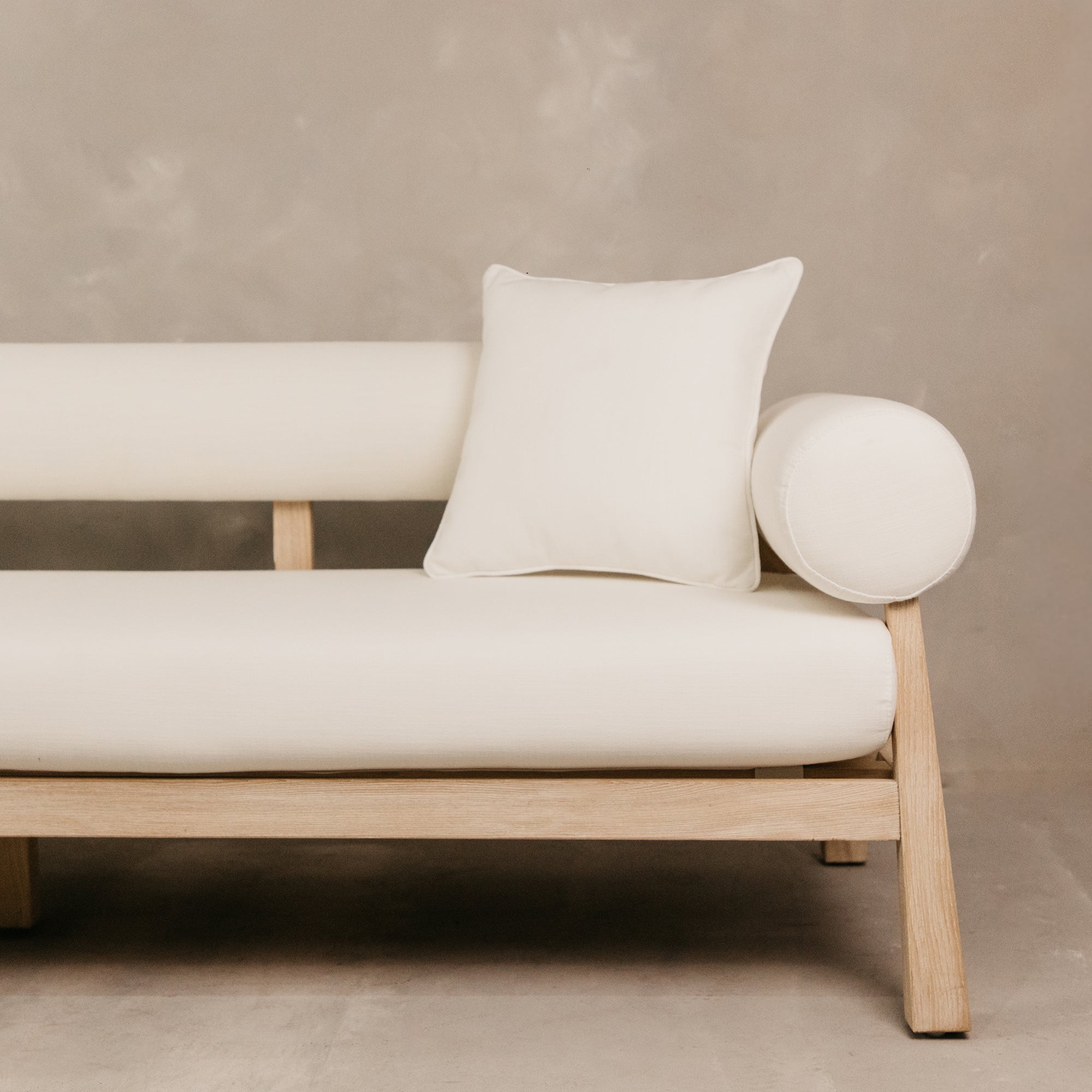 Vista Large Three Seater Ashwood Couch – White