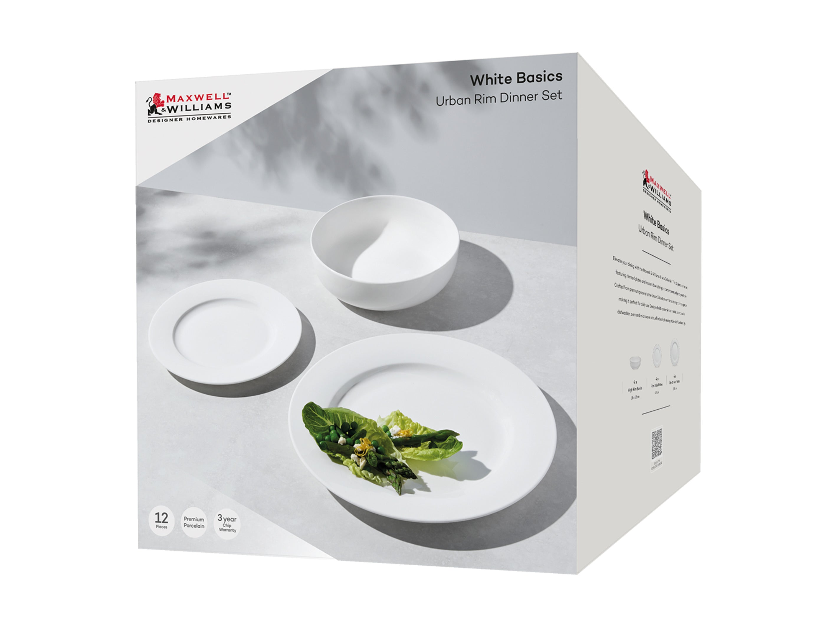 MW White Basics Urban Rim Dinner Set 12pc Gift Boxed