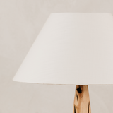 Weathered Baobab Table Lamp with Tapered Linen Shade – Blonde