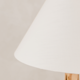 Weathered Baobab Table Lamp with Tapered Linen Shade – Blonde