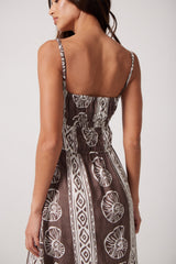 Zara Midi Dress in Chocolate Brown Shell