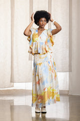 Ashwini Printed Basque Dirndle Maxi Skirt