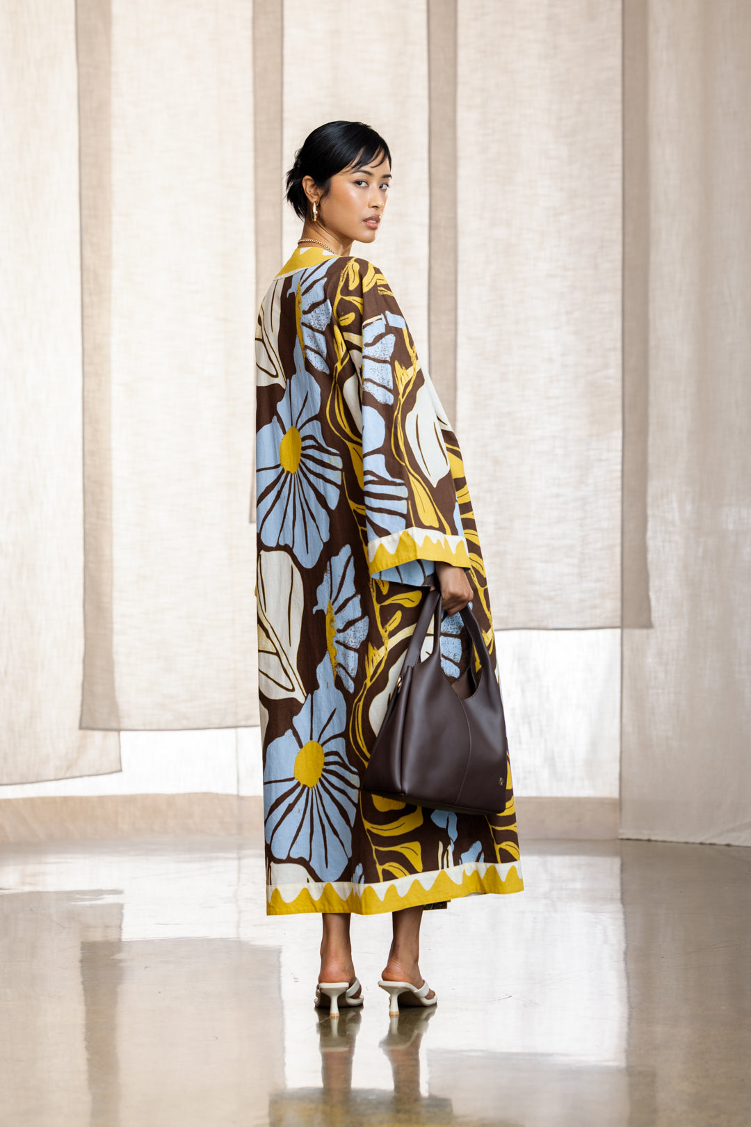 Gabrielle Linen Kimono Midi Dress