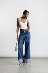 Maya Wide Leg Denim _ 169084 _ Dark Blue