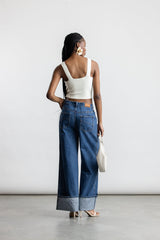 Maya Wide Leg Denim _ 169084 _ Dark Blue