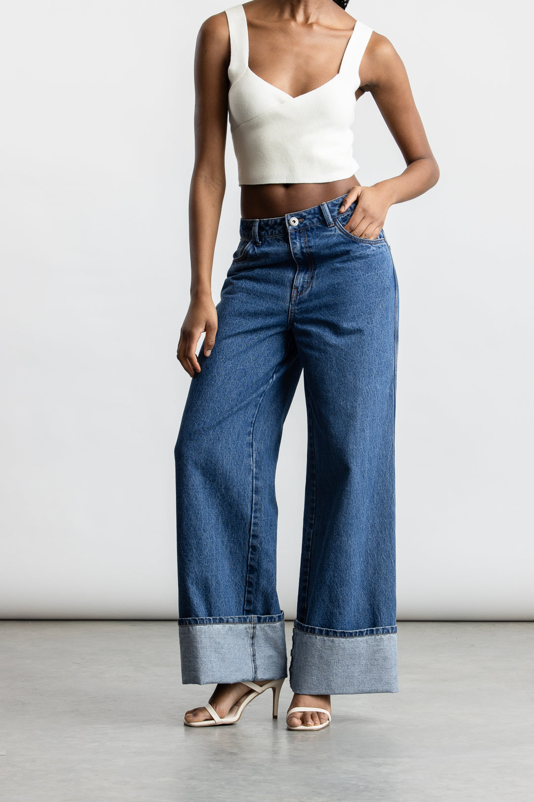 Maya Wide Leg Denim _ 169084 _ Dark Blue