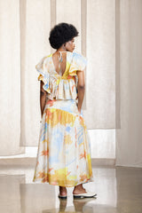 Ashwini Printed Basque Dirndle Maxi Skirt