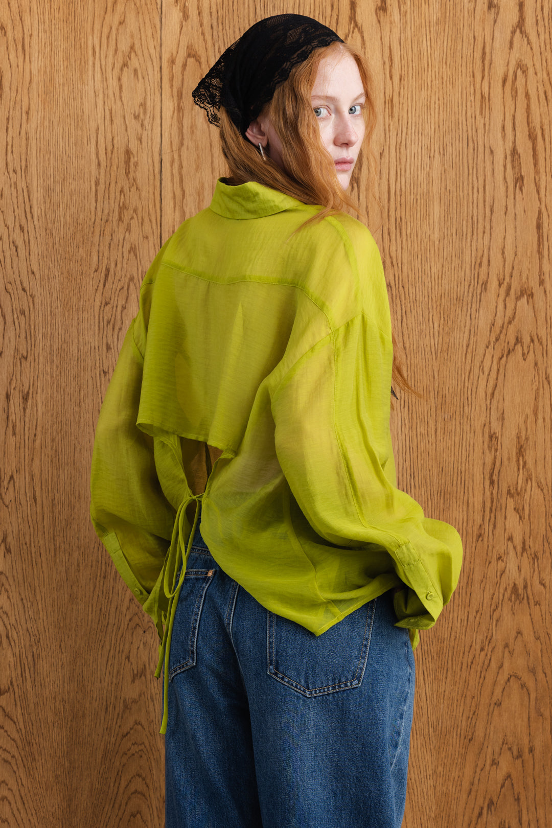 Amina Sheer Tie-Back Shirt
