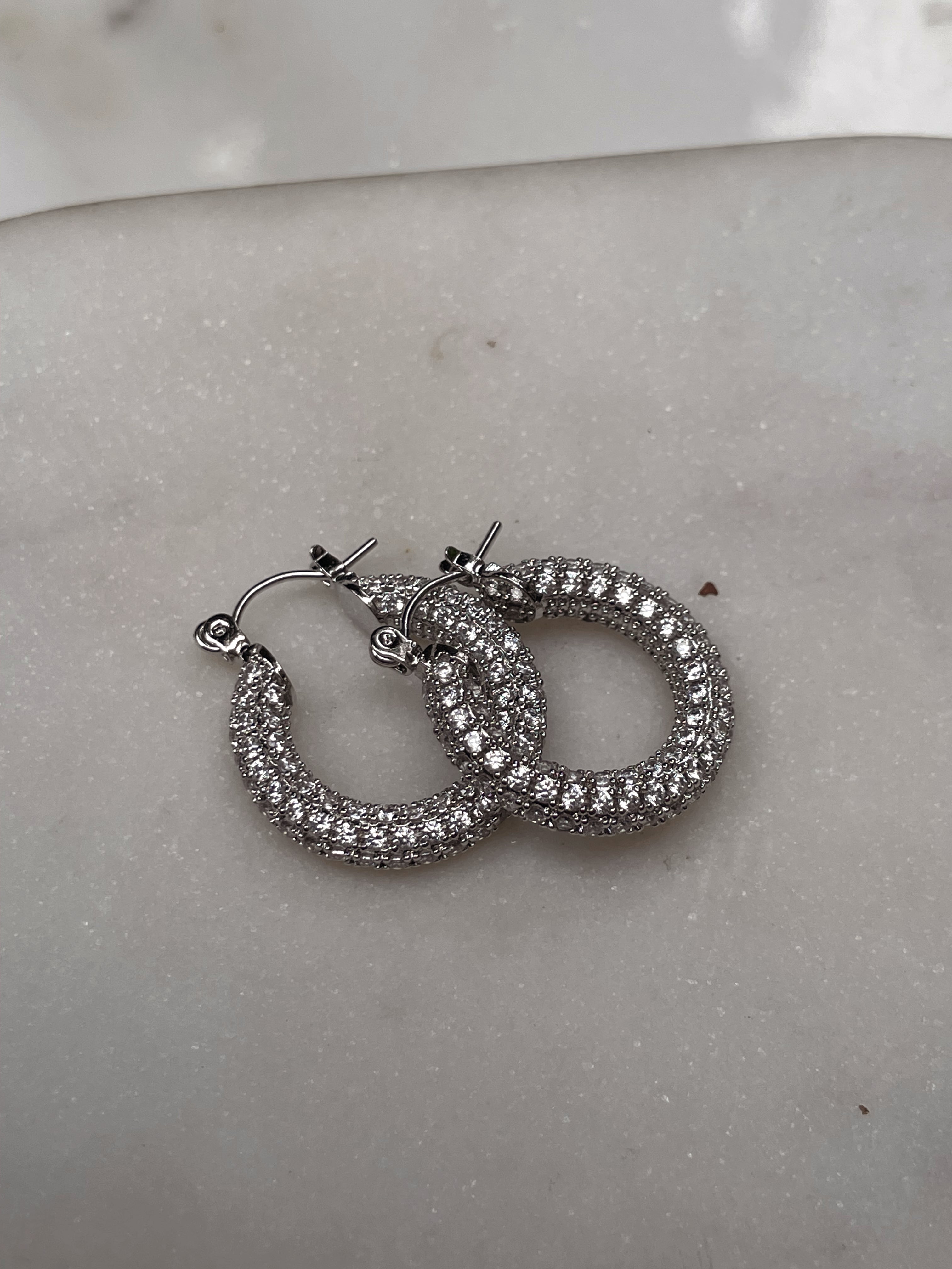 ANGELICA | Gold/Silver Luxury Cubic Zirconia Encrusted Hoops (1 or 2 cm)