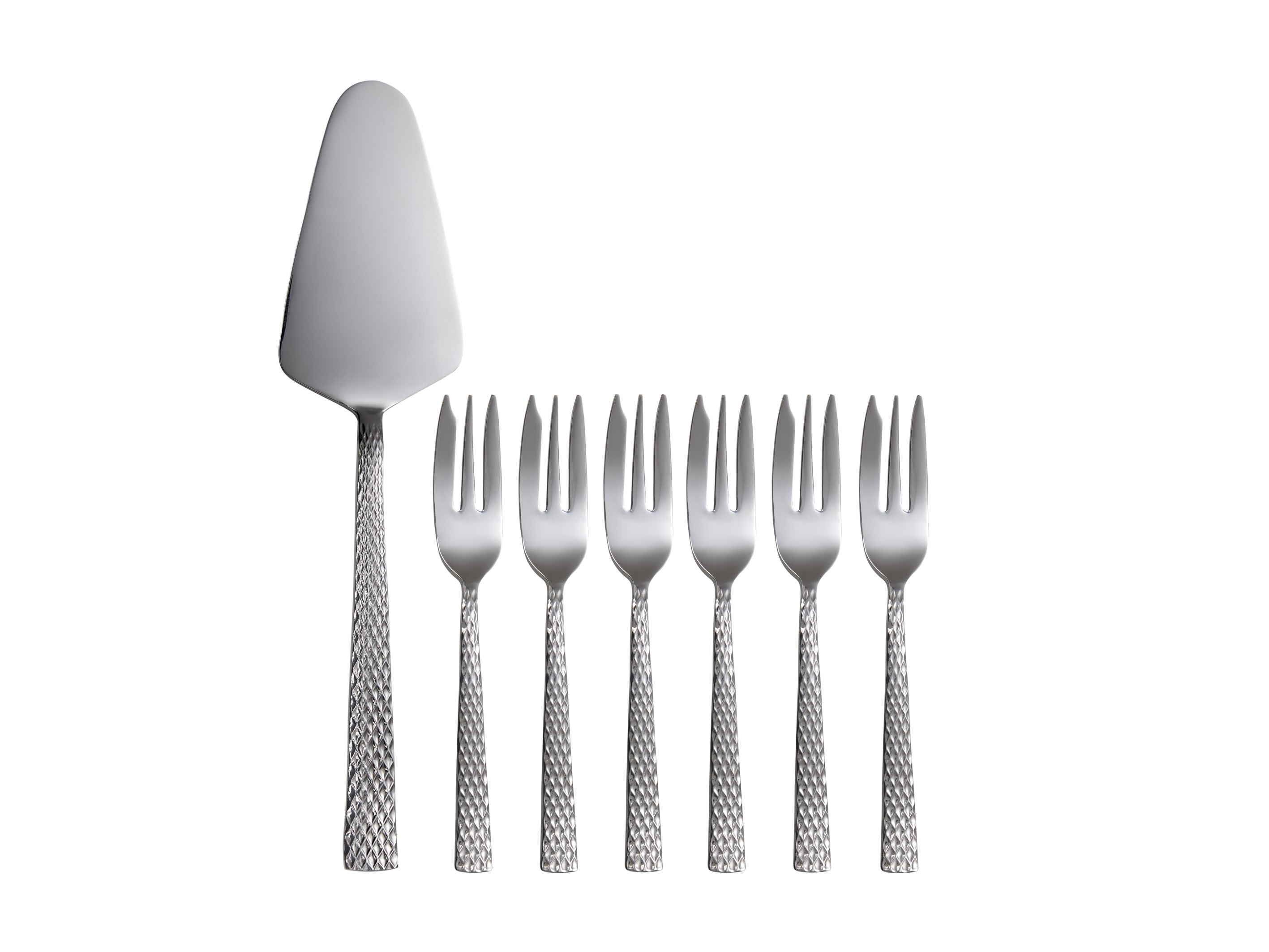 Maxwell & Williams Diamonds Cake Server & Fork Set 7pc Gift Boxed