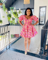 Naledi Pink Ankara Dress